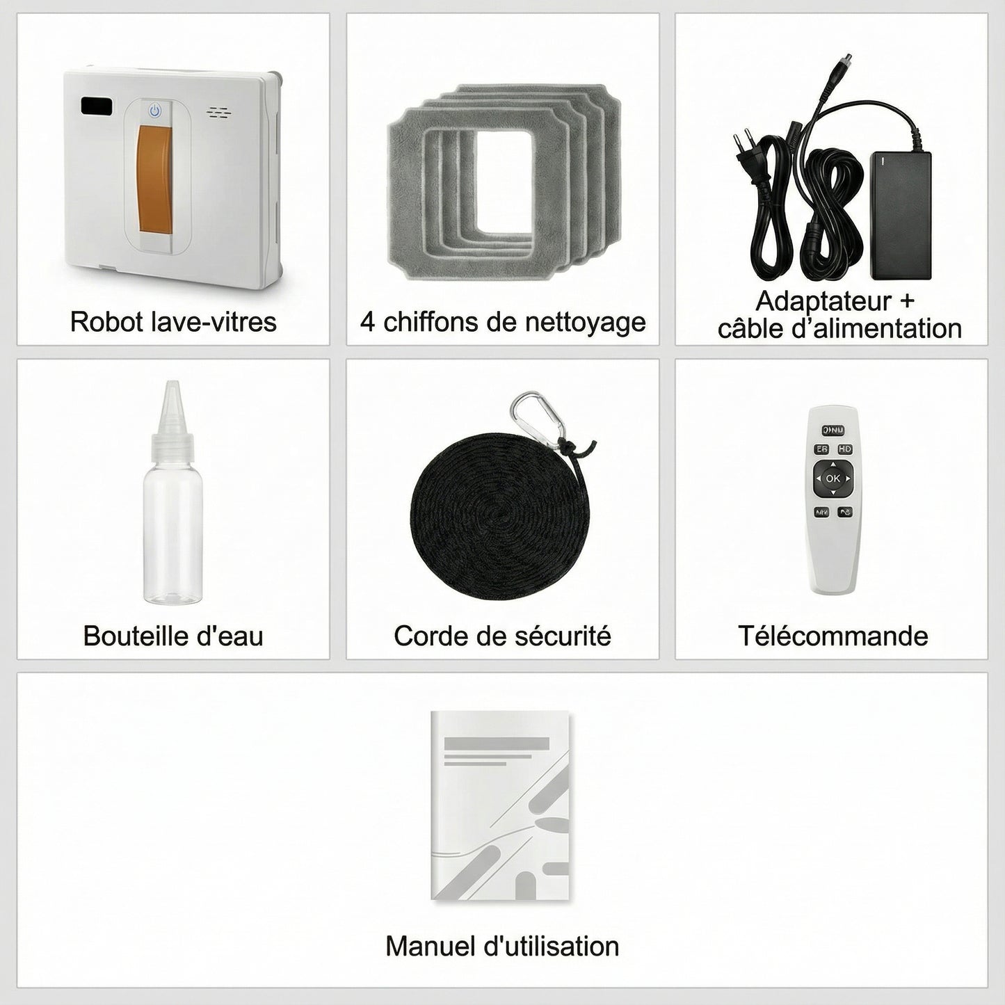 Robot lave-vitres électrique connecté avec double pulvérisation