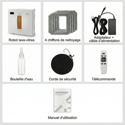 Robot lave-vitres électrique connecté avec double pulvérisation