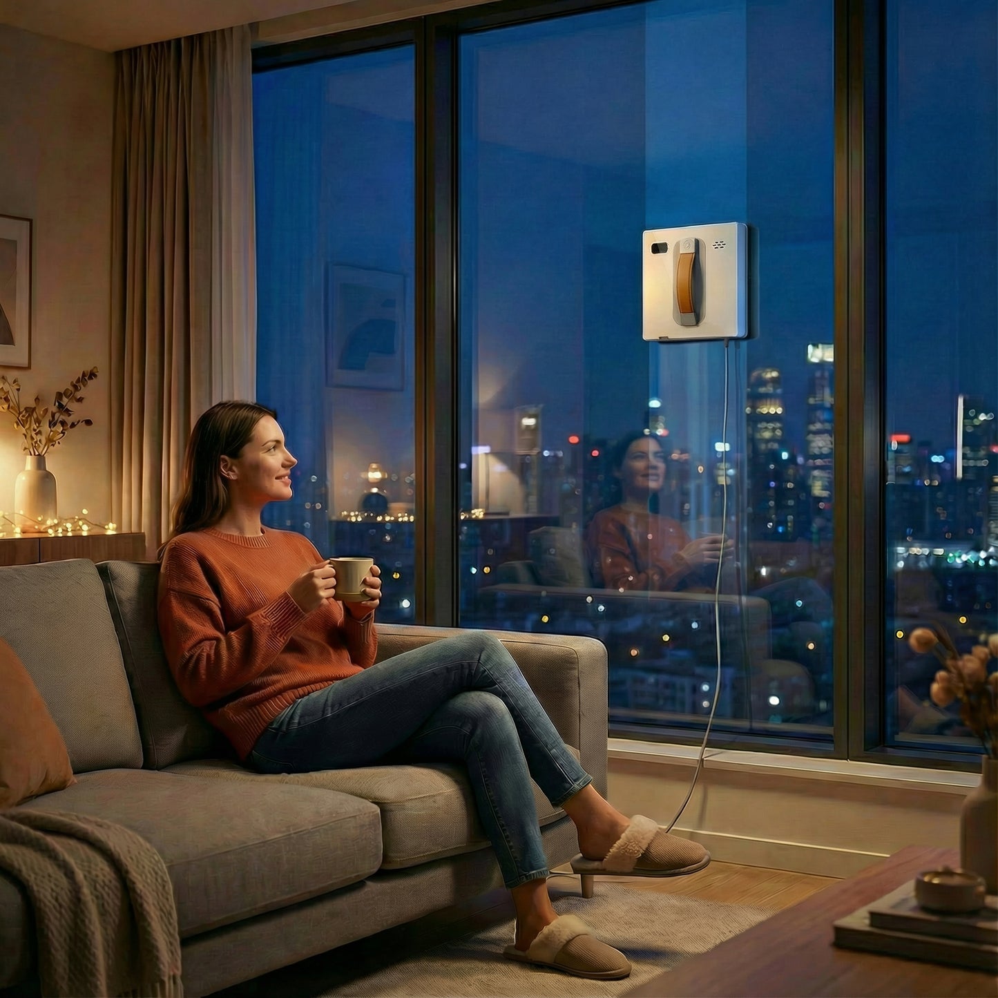 Robot lave-vitres électrique connecté avec double pulvérisation